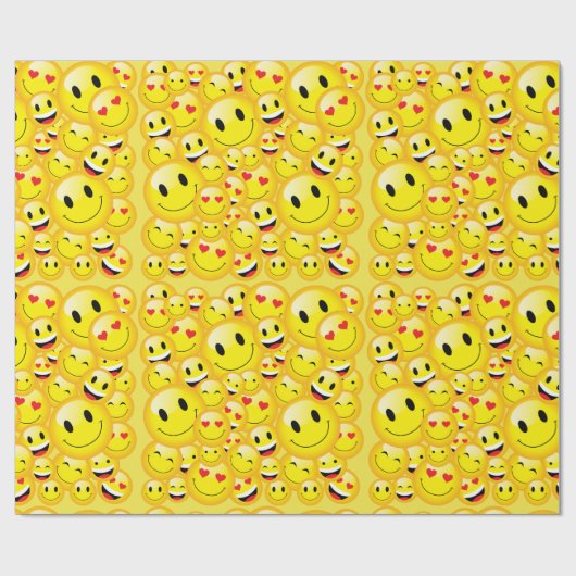 イエロー顔ハッピーバースデー絵文字パーティー ラッピングペーパー (フラット)