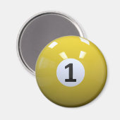 イエロー1ビリヤード・プール・ボール マグネット (正面/裏面)