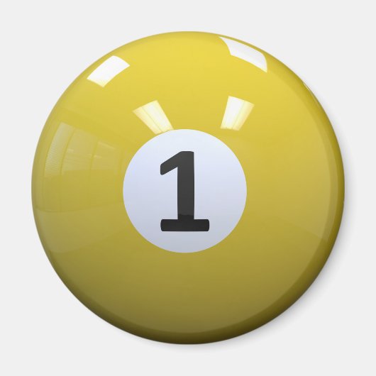 イエロー1ビリヤード・プール・ボール マグネット (正面)