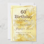 イエロー60素晴らしいフローラ誕生日パーティー 招待状 (正面)