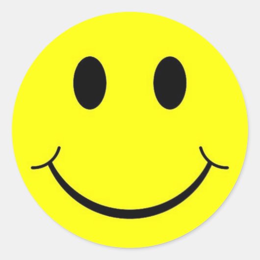 イエロー70sハッピー顔シール ラウンドシール (正面)