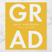 イエロー |はっきりした卒業式 ワインラベル (シングルラベル)