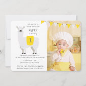 イエロー&アイボリーキュートラマ子供の誕生日パーティー 招待状 (正面)