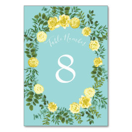 イエロー&アクアヴィンテージ春結婚フローラ テーブルナンバー