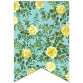 イエロー&アクアヴィンテージ春結婚フローラ バンティングフラッグ (第2の旗)