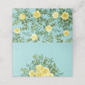 イエロー&アクアヴィンテージ春結婚フローラ プレイスカード (外部開封)
