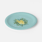 イエロー&アクアヴィンテージ春結婚フローラ ペーパープレート (アングル)