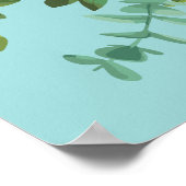 イエロー&アクアヴィンテージ春結婚フローラ ポスター (角)