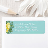 イエロー&アクアヴィンテージ春結婚フローラ ラベル (インサイチュ)