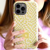 イエロー ウェーブ チェックのモノグラム Case-Mate iPhoneケース