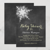 イエロー オフセット スノーフレーク ベイビー シャワー チョーク 招待状 (正面/裏面)