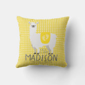 イエロー&オフホワイトラマ誕生統計装飾用クッション クッション (裏面)