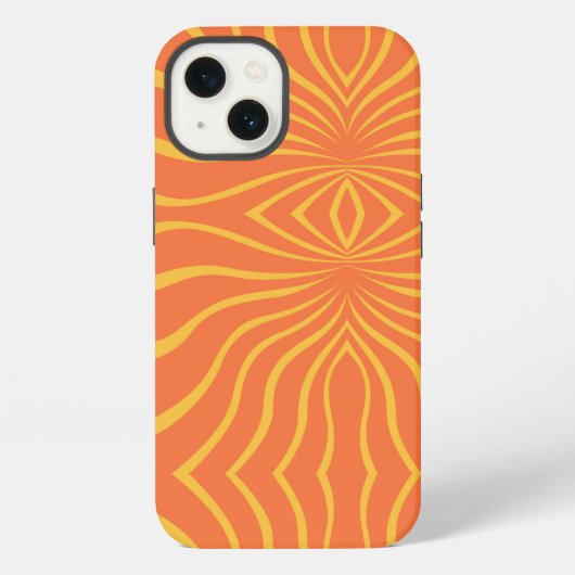 イエロー&オレンジの抽象画 iPhoneケース (裏面)