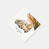 イエロー&オレンジヴィンテージトラック秋の結婚式 スタンダードカクテルナプキン (角)