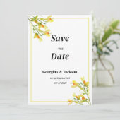 イエロー オレンジ グリーン 春の花 Save the Date 招待状 (スタンド正面)