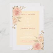 イエロー＆オレンジ フラワール ウォータカラー ウェディング 招待状 (正面/裏面)