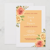 イエロー＆オレンジ フラワール ウォータカラー ウェディング 招待状 (正面/裏面)