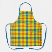 イエロー オレンジ ブルー Plaid Tartan デザイン エプロン (正面)