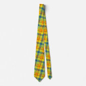 イエロー オレンジ ブルー Plaid Tartan デザイン  ネクタイ (正面)