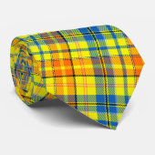 イエロー オレンジ ブルー Plaid Tartan デザイン  ネクタイ (ロール)