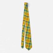 イエロー オレンジ ブルー Plaid Tartan デザイン  ネクタイ (裏面)