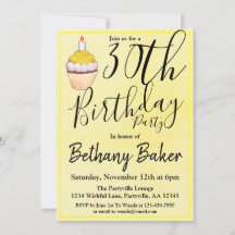 イエロー カップケーキ ウォーターカラー 30歳の誕生日パーティー