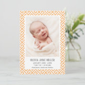 イエロー ギリシャ キー ベイビー バース アナウンスメント フォト 案内状 (スタンド正面)