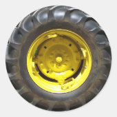 イエロー&グリーンのトラクタタイヤ ラウンドシール (正面)