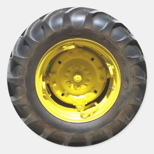 イエロー&グリーンのトラクタタイヤ ラウンドシール (正面)