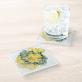 イエロー&グリーングレー抽象芸術コースター ガラスコースター (アングル)