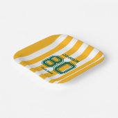 イエロー&グリーンスポーツチーム名前をカスタムするナンバーチーム ペーパープレート (傾斜あり)