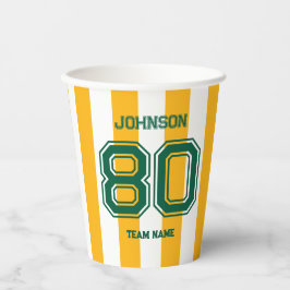 イエロー&グリーンスポーツチーム名前をカスタムするナンバーチーム 紙コップ