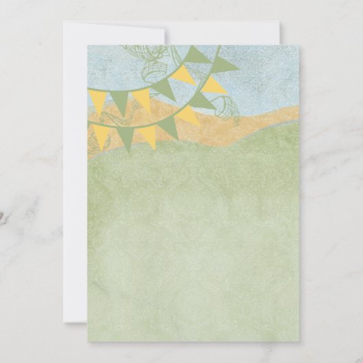 イエロー&グリーンバンティンペナント結婚式招待状 招待状 (裏面)