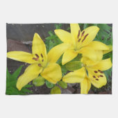 イエロー&グリーンリリーフォトデザインキッチンタオル キッチンタオル (横)