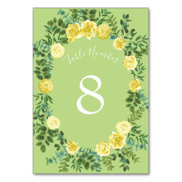 イエロー&グリーン春バラヴィンテージウェディング テーブルナンバー
