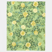 イエロー&グリーン春バラヴィンテージウェディング フリースブランケット (正面)