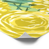 イエロー&グリーン春バラヴィンテージウェディング ポスター (角)