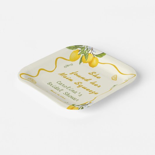 イエロー グリーン メイン スクイーズ ブライダル シャワー レモン ペーパープレート (傾斜あり)