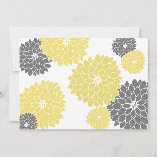 イエロー&グレモダンーフローラシャワー招待状 招待状 (裏面)