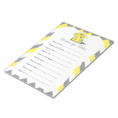 イエロー&グレーシェブロンゾウベビーの願い ノートパッド (アングル)