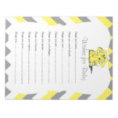 イエロー&グレーシェブロンゾウベビーの願い ノートパッド (正面)