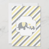 イエロー&グレーストライプベビーゾウ |赤ちゃんシャワー 招待状 (裏面)