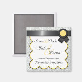 イエロー&グレーダマスク日付磁石を保存 マグネット (正面/裏面)