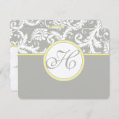 イエロー&グレーダマスクRSVPカード – シルバークラウド 出欠カード (正面/裏面)