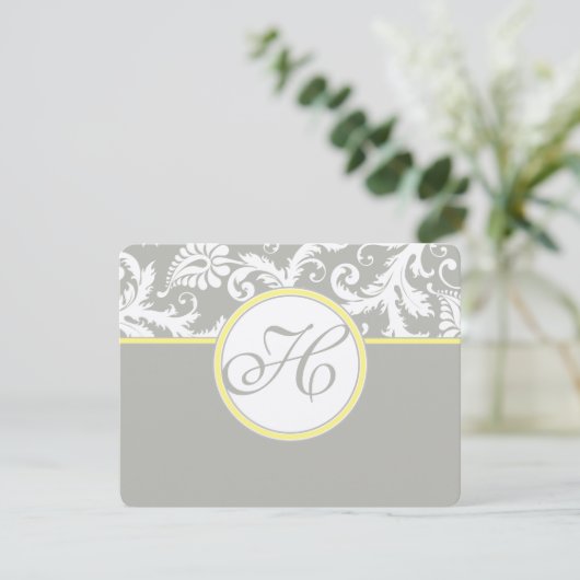 イエロー&グレーダマスクRSVPカード – シルバークラウド 出欠カード (スタンド正面)