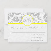 イエロー&グレーダマスクRSVPカード – マットサイドの文字 出欠カード (裏面)