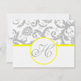 イエロー&グレーダマスクRSVPカード – マットサイドの文字 出欠カード