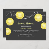 イエロー&グレーパーティーランタンスイート16招待状 招待状 (正面/裏面)