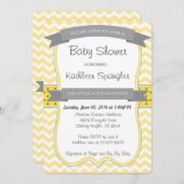 イエロー&グレーベビーシャワー招待状 招待状 (正面/裏面)