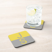 イエロー&グレーモダンイニシャルモノグラム コースター (右側)